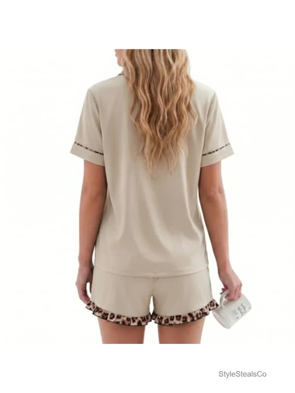 Short Sleeve Button Down Pajama Set with Pockets